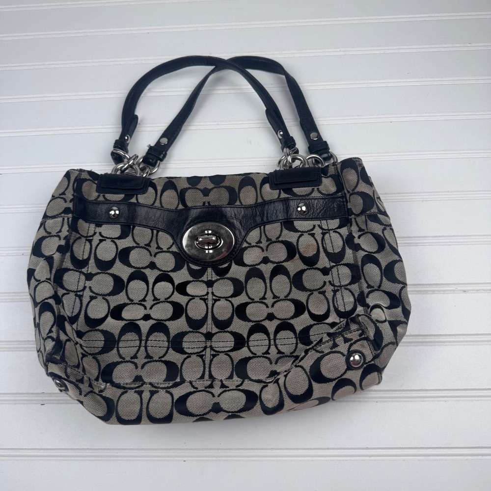 Coach Penelope Signature C Black Satchel Tote Handbag Y2K
